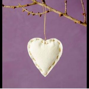 Set/2 Anthropologie Recycled Canvas Heart Ornaments NWT